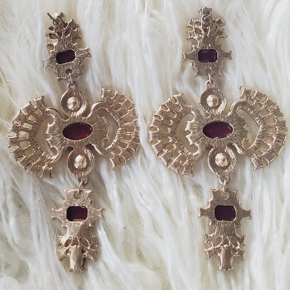 Flat Cut Garnet & Natural Split Pearl Earrings.🌴 - Picture 5 of 6